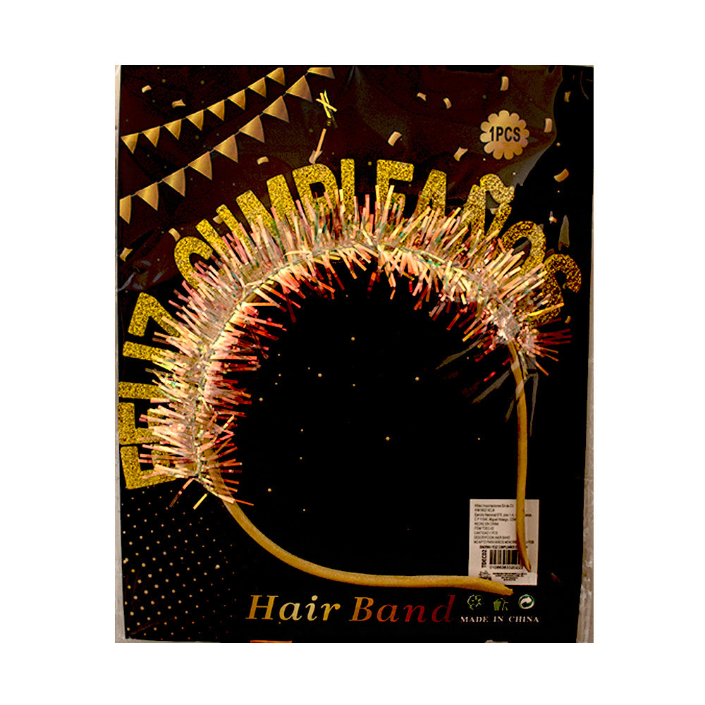 Diadema “FELIZ CUMPLEAÑOS” dorado 1pza