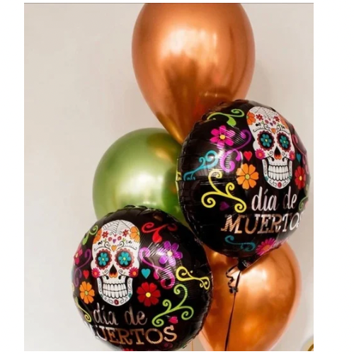 Globo Redondo decorado día de muertos 1pza
