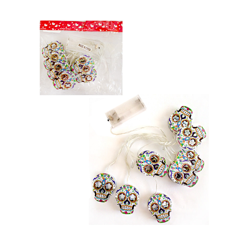 Guirnalda de calavera catrín con luz led 1pza