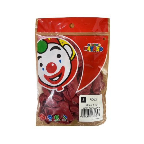 Globo de latex 3" Rojo 1pqt