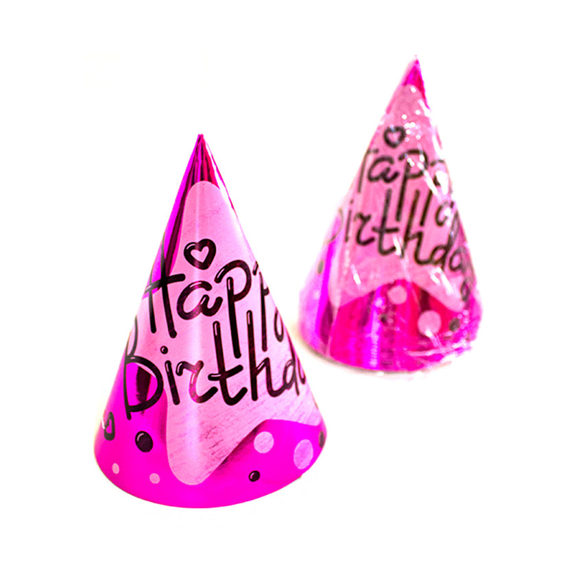 Gorro cartón HBD rosa 1pqt