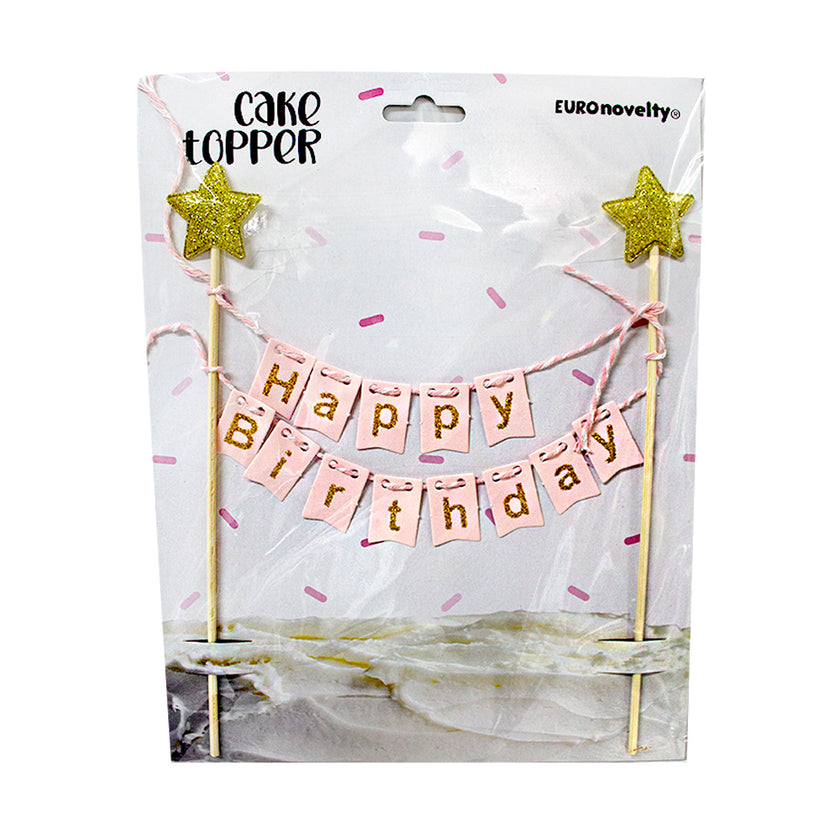 Cake Topper mini guirnalda “Happy Birthday” 1pza