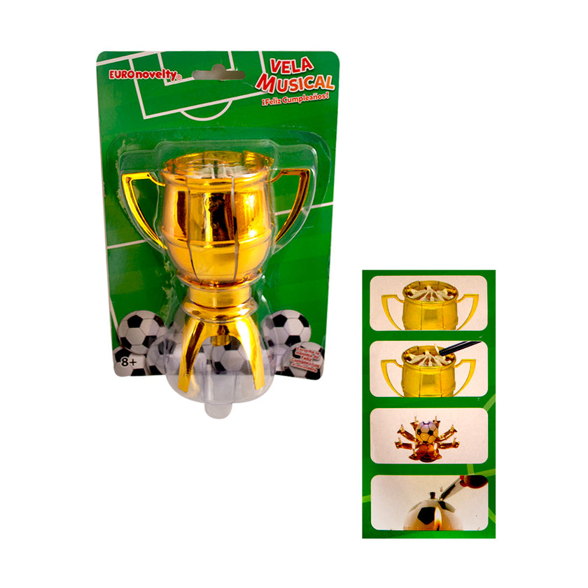 Vela musical Copa de fútbol oro 1pza