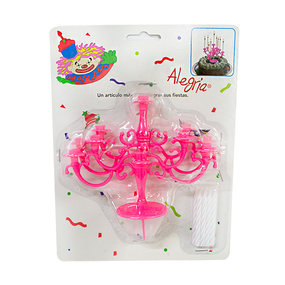 Cake Topper Candelabro Rosa 1pza