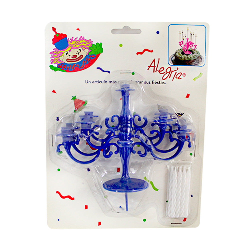 Cake Topper Candelabro Azul 1pza