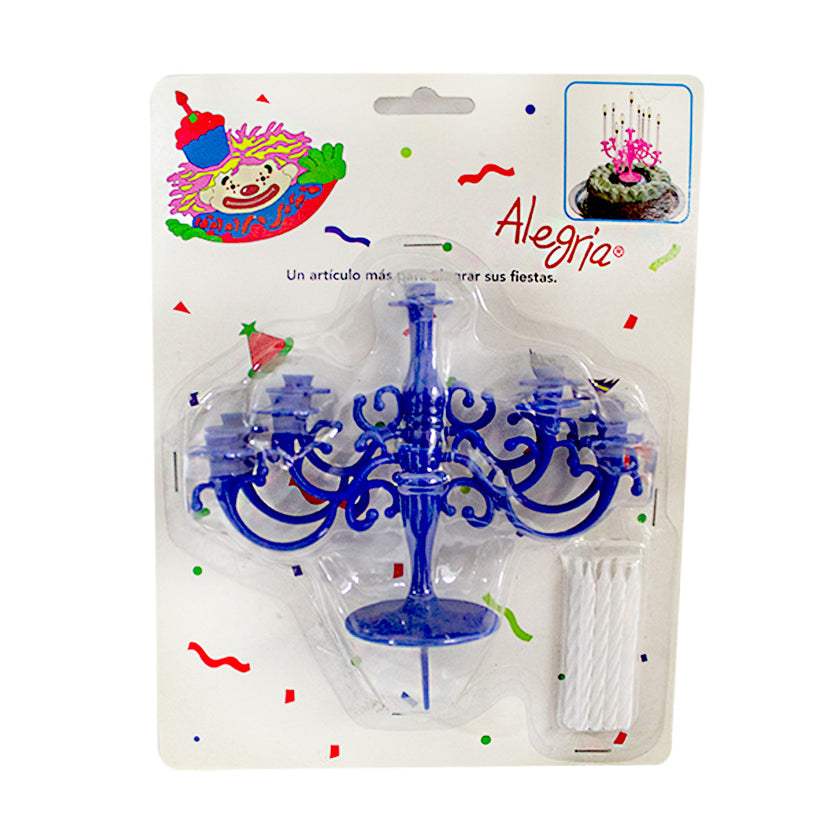 Cake Topper Candelabro Azul 1pza