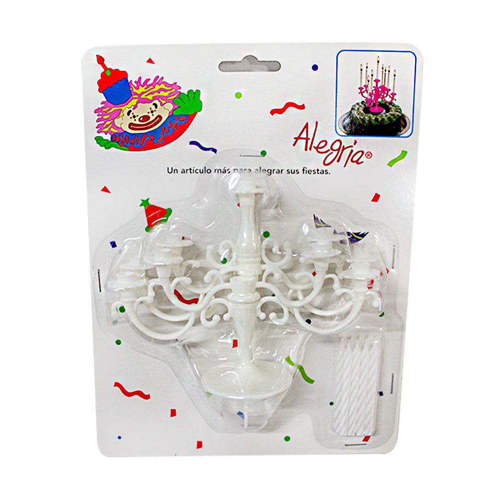 Cake Topper Candelabro Blanco 1pza
