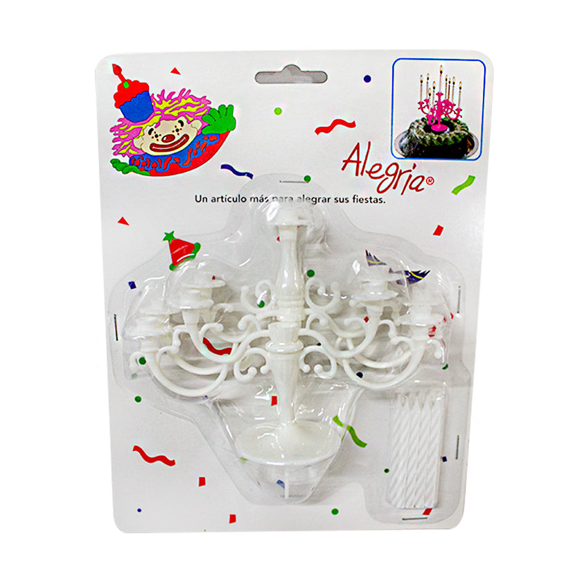 Cake Topper Candelabro Blanco 1pza
