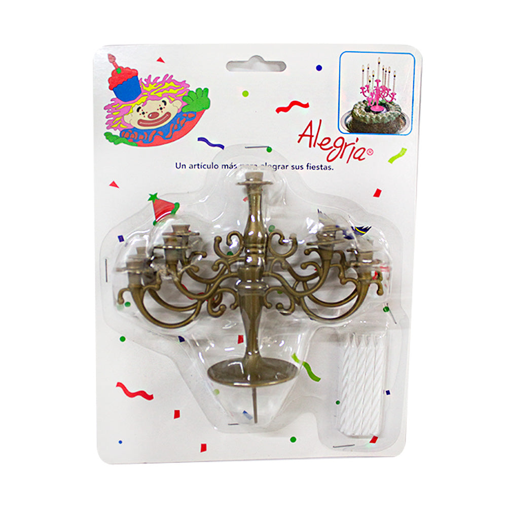 Cake Topper Candelabro Dorado 1pza