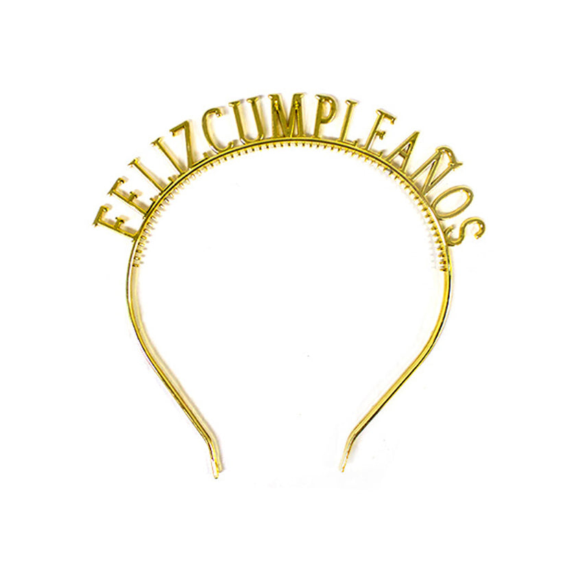 Diadema dorada FELIZCUMPLEAÑOS 1pza