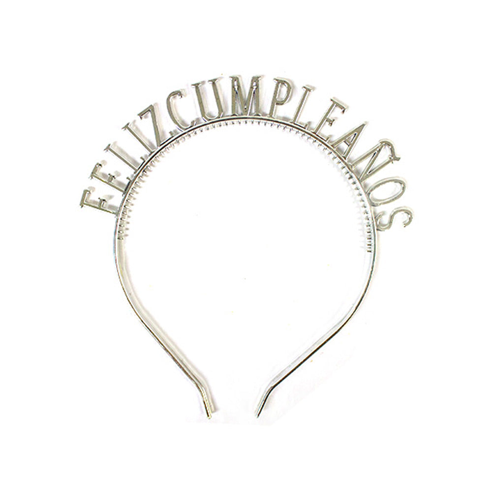 Diadema plateada FELIZCUMPLEAÑOS 1pza