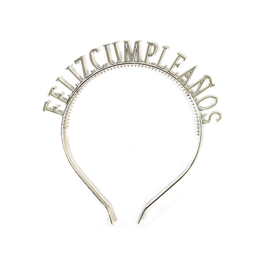 Diadema plateada FELIZCUMPLEAÑOS 1pza