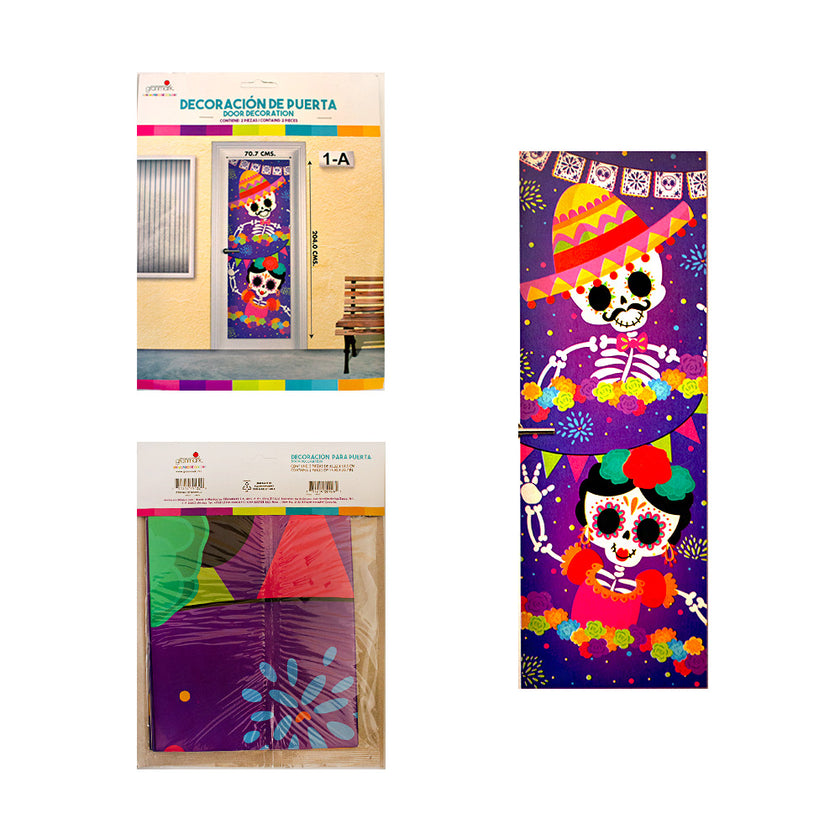 Decoración de puerta pareja Calaveras 1pqt