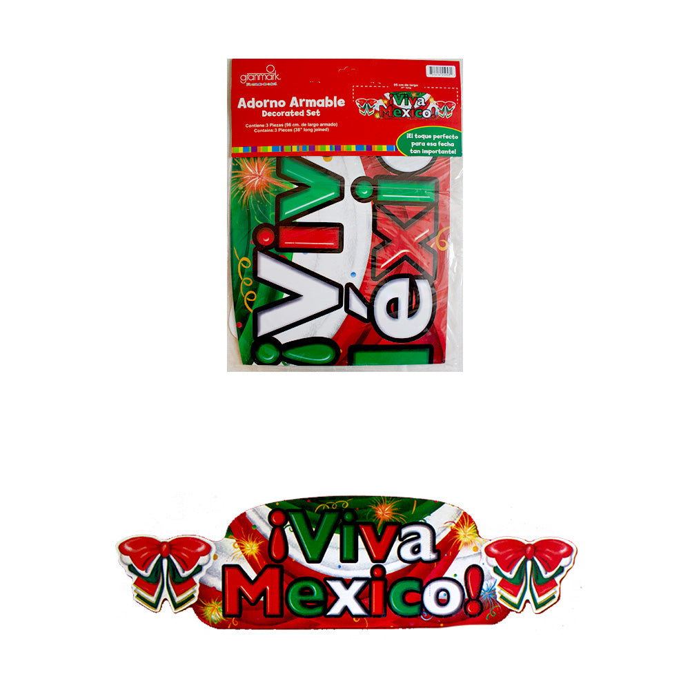 Adorno decorativo armable Viva México 1pza