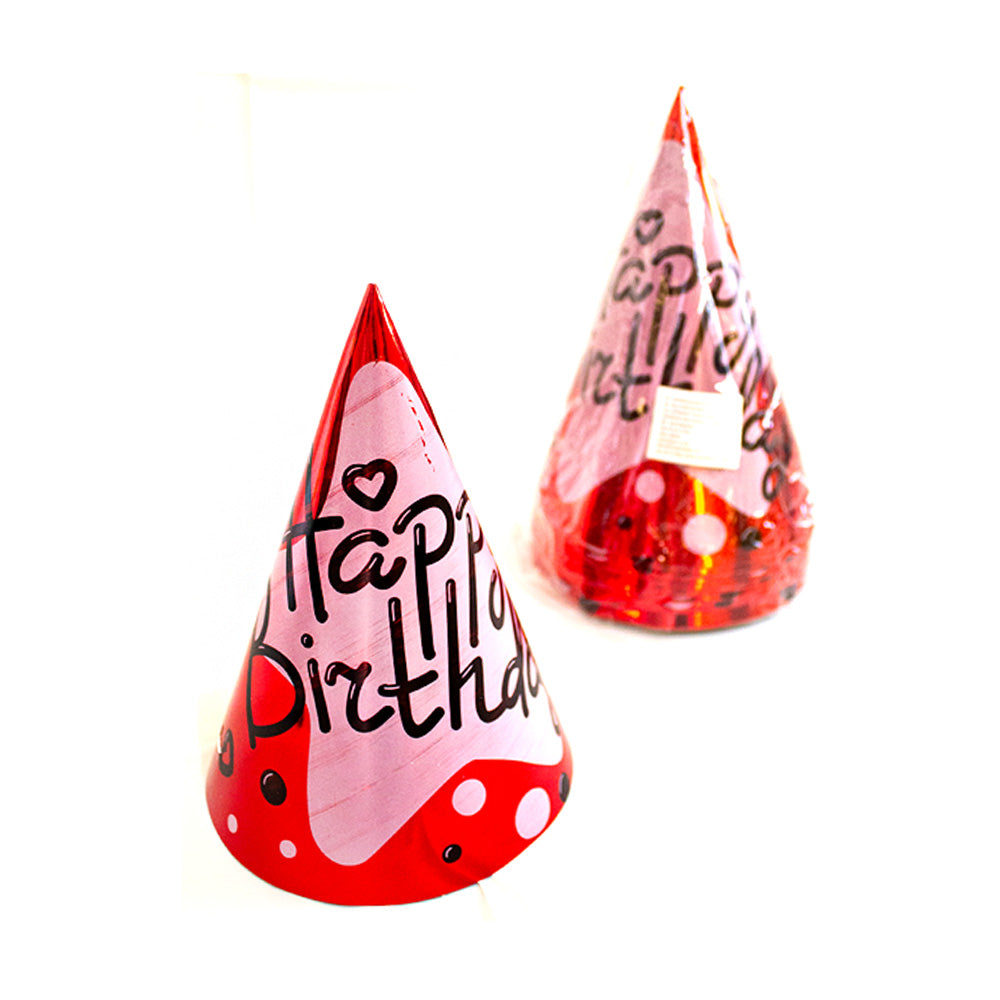 Gorro cartón HBD rojo 1pqt