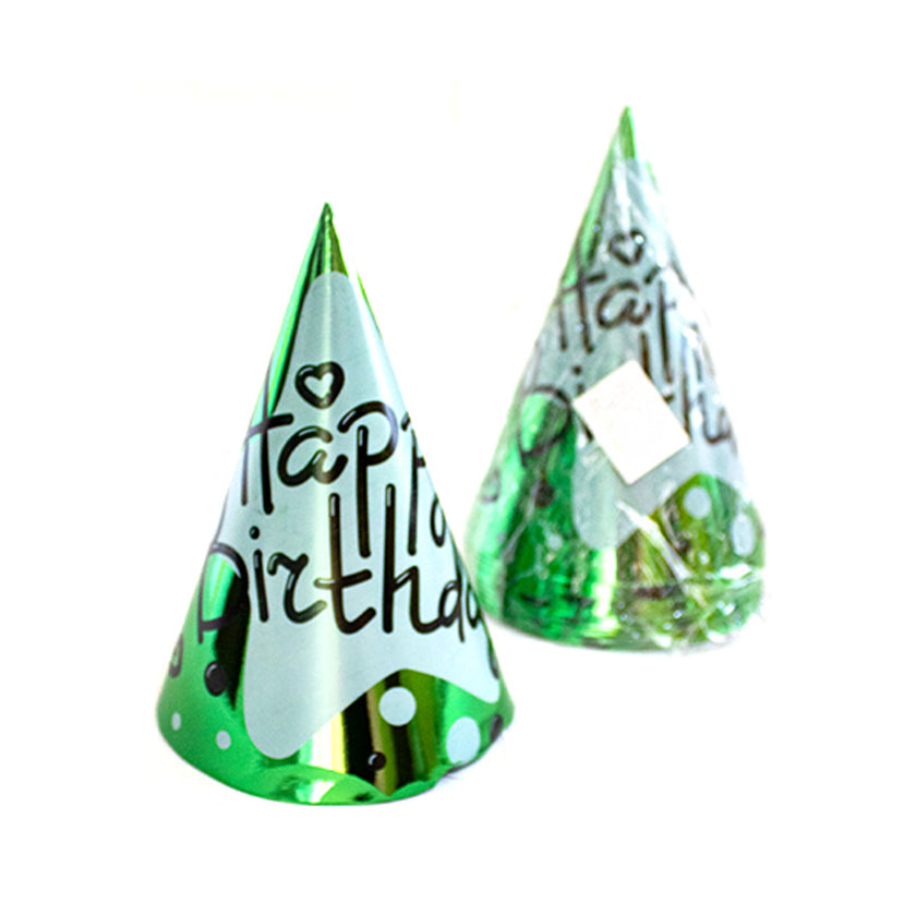 Gorro cartón HBD verde 1pqt