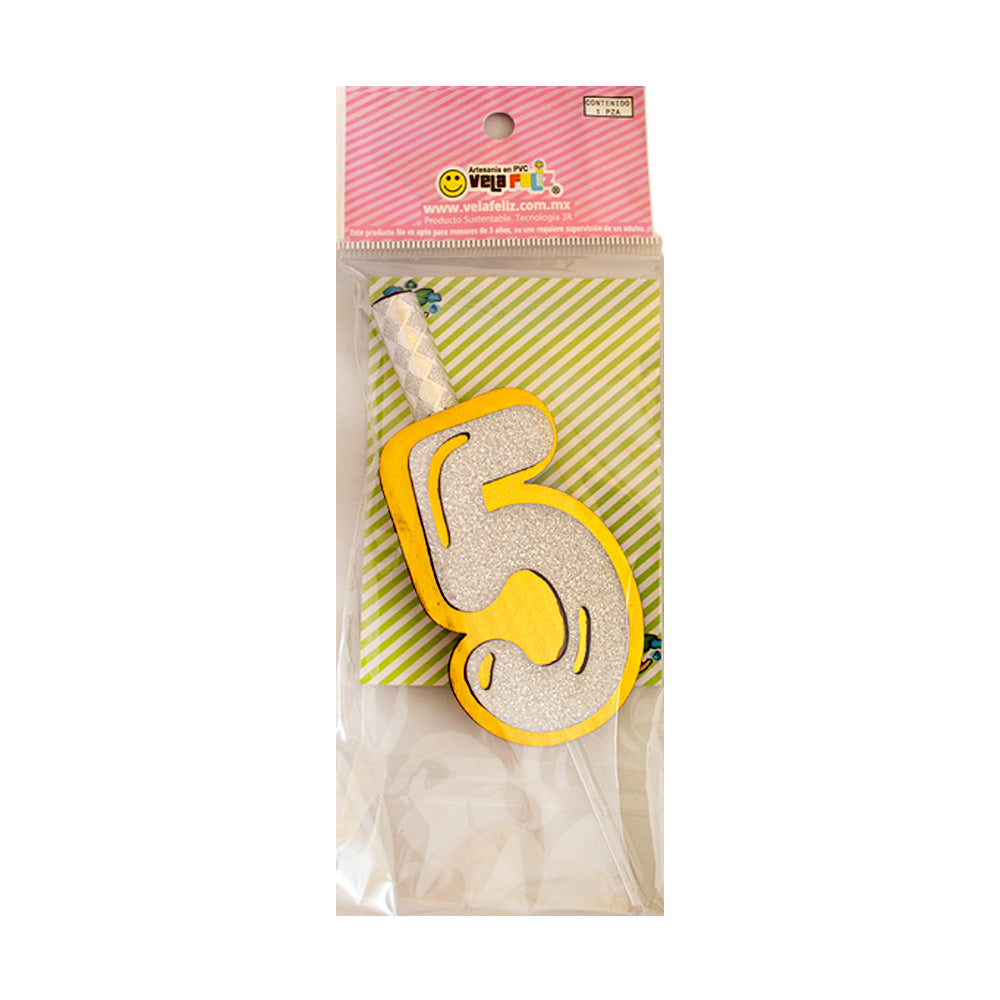 Vela pirotécnica “5” plateado 1pza