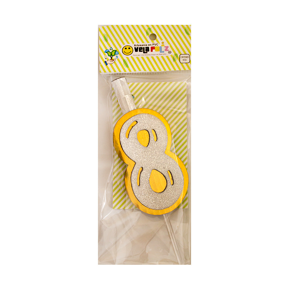 Vela pirotécnica “8” plateado 1pza