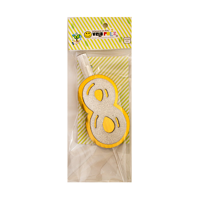 Vela pirotécnica “8” plateado 1pza