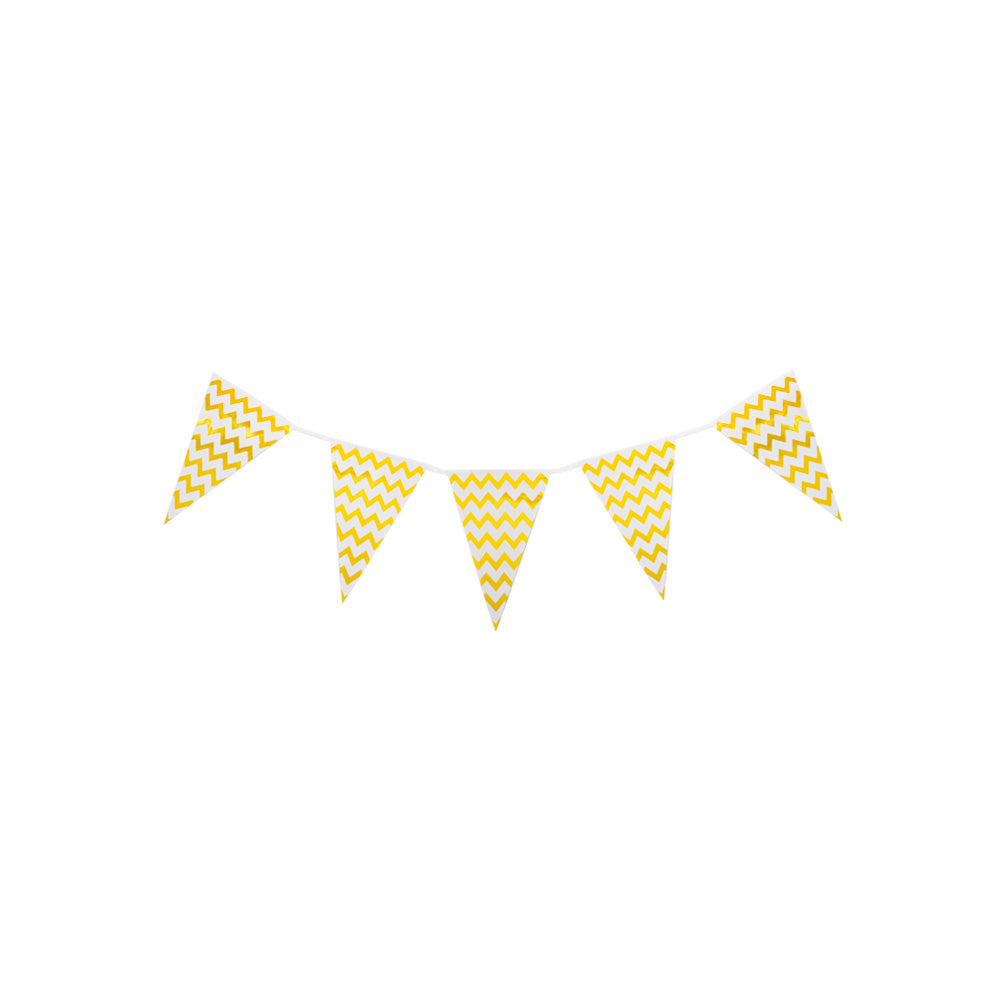 Banderín c. Blanco decorado con zig zag dorado 1 paquete