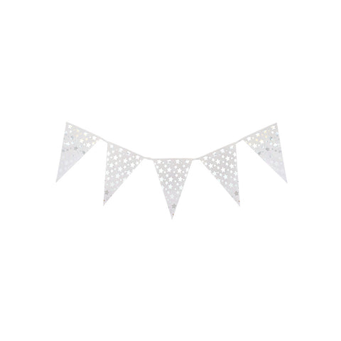 Banderín c. Blanco decorado con estrellas plateadas 1 paquete