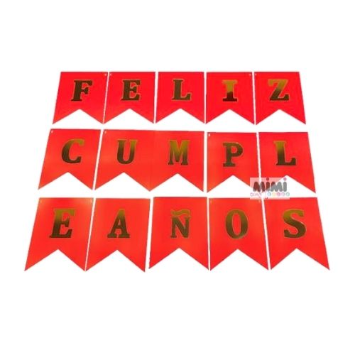Banderín Rojo Feliz Cumpleaños 1 paquete